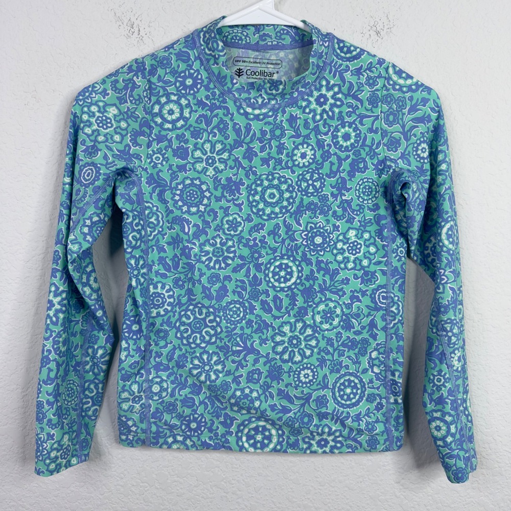 Coolibar Rashguard Shirt Youth M Floral UPF 50+ Swim‎ Activewear Beach Vacation